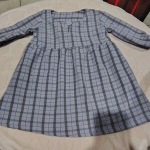 Charming Gray Plaid Kids Dress